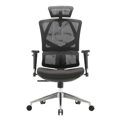 SIHOO bureaustoel bureaustoel ergonomisch, lendensteun hoge rugleuning 3D armleuningen ~ zwart gestoffeerd