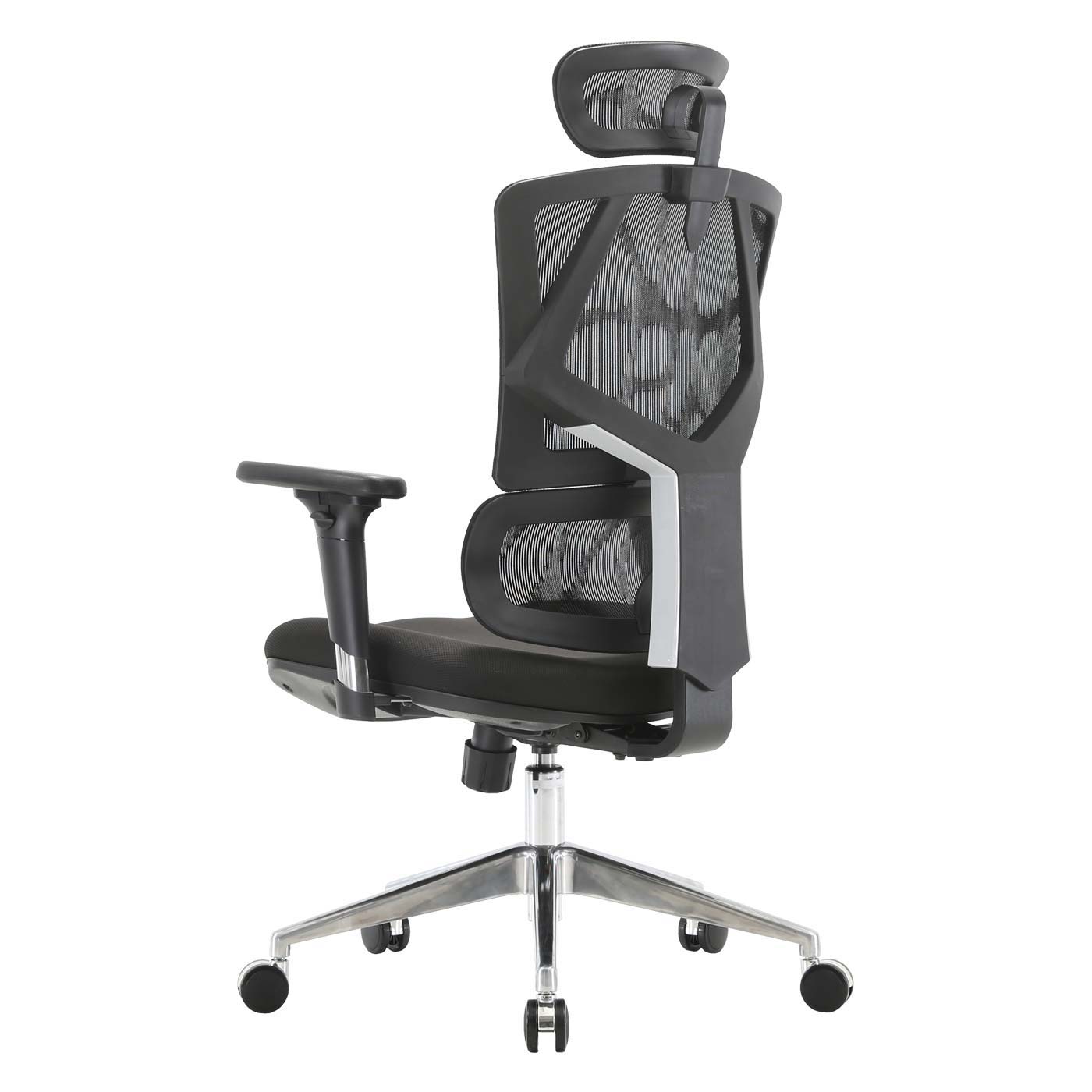 SIHOO bureaustoel bureaustoel ergonomisch, lendensteun hoge rugleuning 3D armleuningen ~ zwart gestoffeerd