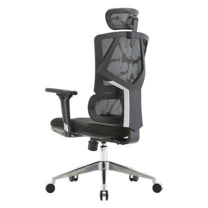 SIHOO bureaustoel bureaustoel ergonomisch, lendensteun hoge rugleuning 3D armleuningen ~ zwart gestoffeerd