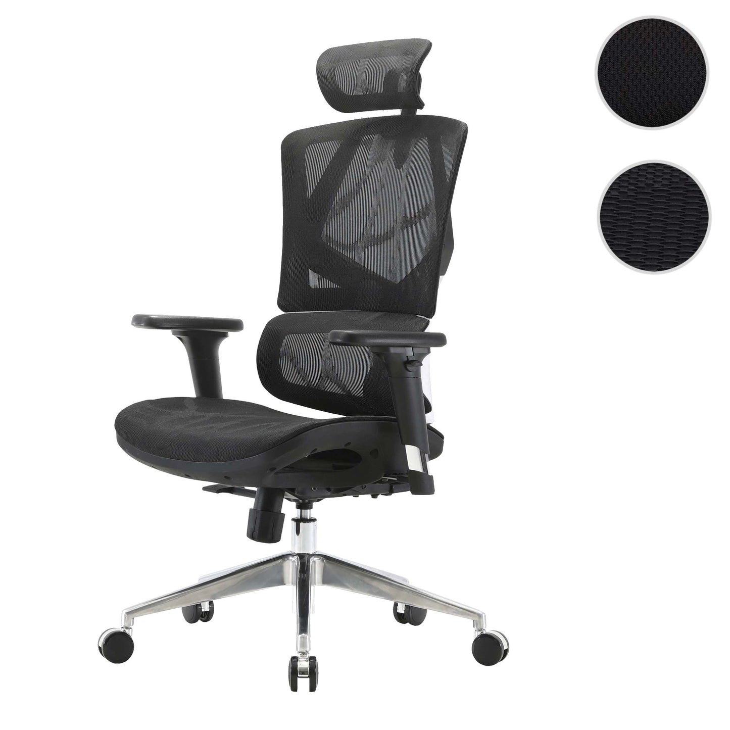 Bureaustoel MCW-J89, bureaustoel ergonomisch, lendensteun hoge rugleuning 3D armleuningen ~ Mesh zwart