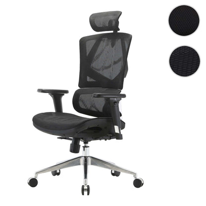 Bureaustoel MCW-J89, bureaustoel ergonomisch, lendensteun hoge rugleuning 3D armleuningen ~ Mesh zwart
