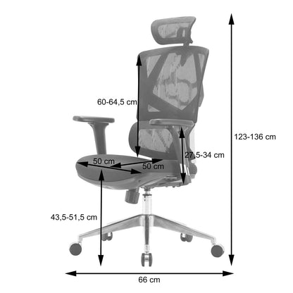 SIHOO bureaustoel bureaustoel ergonomisch, lendensteun hoge rugleuning 3D armleuningen ~ mesh zwart