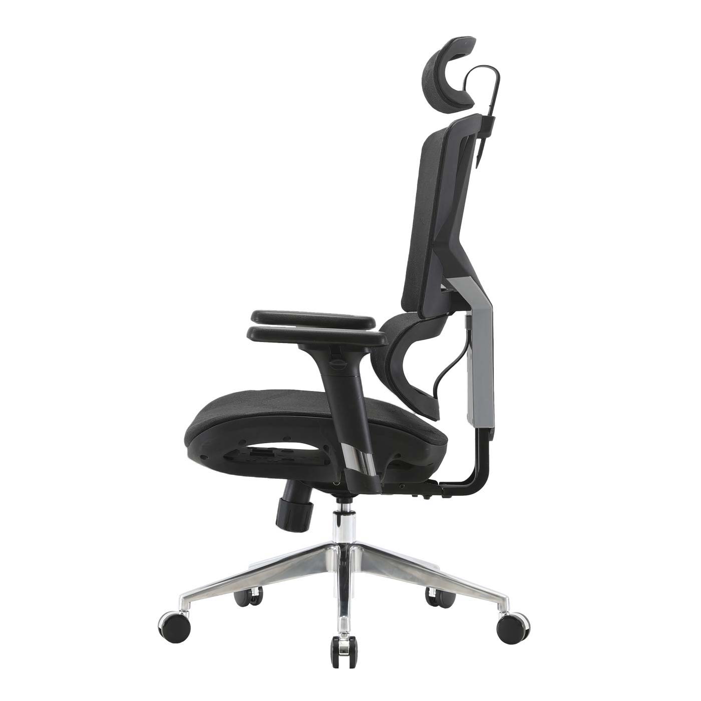 SIHOO bureaustoel bureaustoel ergonomisch, lendensteun hoge rugleuning 3D armleuningen ~ mesh zwart