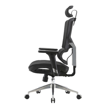 SIHOO bureaustoel bureaustoel ergonomisch, lendensteun hoge rugleuning 3D armleuningen ~ mesh zwart