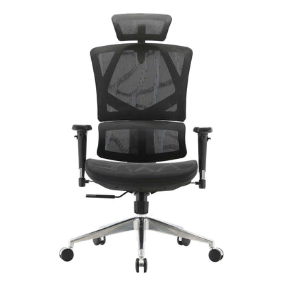 SIHOO bureaustoel bureaustoel ergonomisch, lendensteun hoge rugleuning 3D armleuningen ~ mesh zwart