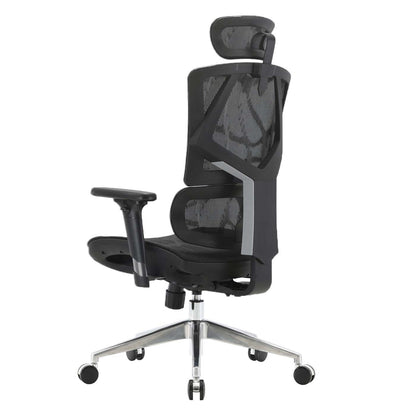 SIHOO bureaustoel bureaustoel ergonomisch, lendensteun hoge rugleuning 3D armleuningen ~ mesh zwart