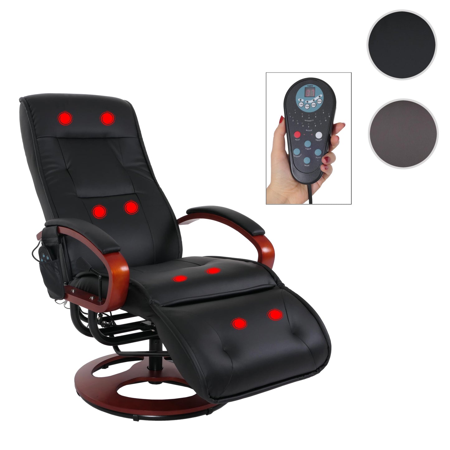 ARLES II relaxfauteuil, massagefauteuil, MET massage ~ kunstleer, zwart
