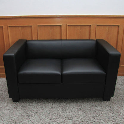 2-zits bank loungebank Lille ~ kunstleder, zwart