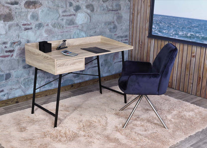 Bureau MCW-J97, bureau computerbureau, lade 3D structuur 98x114x60cm MVG-gecertificeerd ~ eiken look