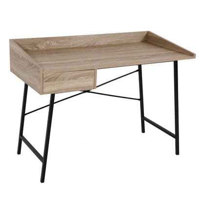 Bureau MCW-J97, bureau computerbureau, lade 3D structuur 98x114x60cm MVG-gecertificeerd ~ eiken look