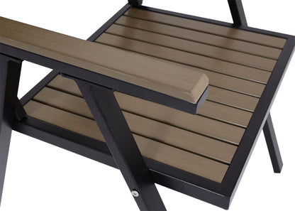 Set van 4 tuinstoelen + tuintafel MCW-J95, stoel tafel, gastro outdoor coating, aluminium hout look ~ zwart, grijs
