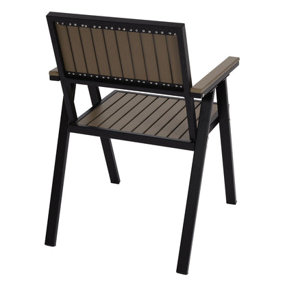 Set van 4 tuinstoelen + tuintafel MCW-J95, stoel tafel, gastro outdoor coating, aluminium hout look ~ zwart, grijs