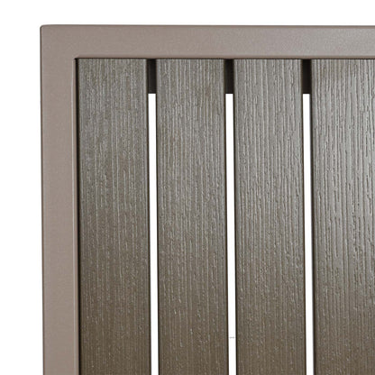 Set van 4 tuinstoelen + tuintafel MCW-J95, stoel tafel, gastro outdoor coating, aluminium hout look ~ champagne, grijs