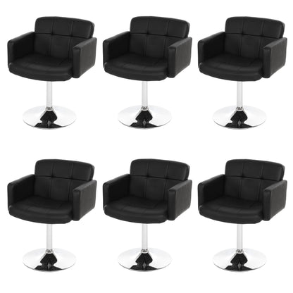 Set van 6 eetkamerstoelen Orlando, bureaustoel keuken, kunstleer chroom MVG-gecertificeerd ~ zwart