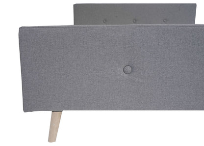 Gestoffeerd bed MCW-J98, bed tweepersoons lattenbodem, massief hout ~ 180x200cm grijs