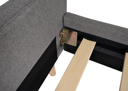 Gestoffeerd bed MCW-J98, bed tweepersoons lattenbodem, massief hout ~ 160x200cm grijs