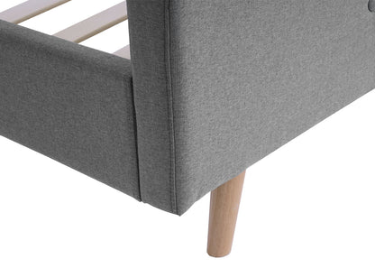 Gestoffeerd bed MCW-J98, bed tweepersoons lattenbodem, massief hout ~ 160x200cm grijs