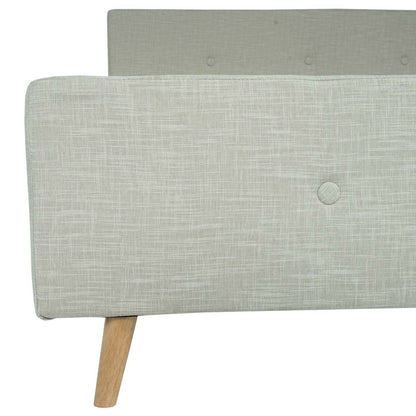 Gestoffeerd bed MCW-J98, bed tweepersoons lattenbodem, massief hout ~ 180x200cm crème-beige