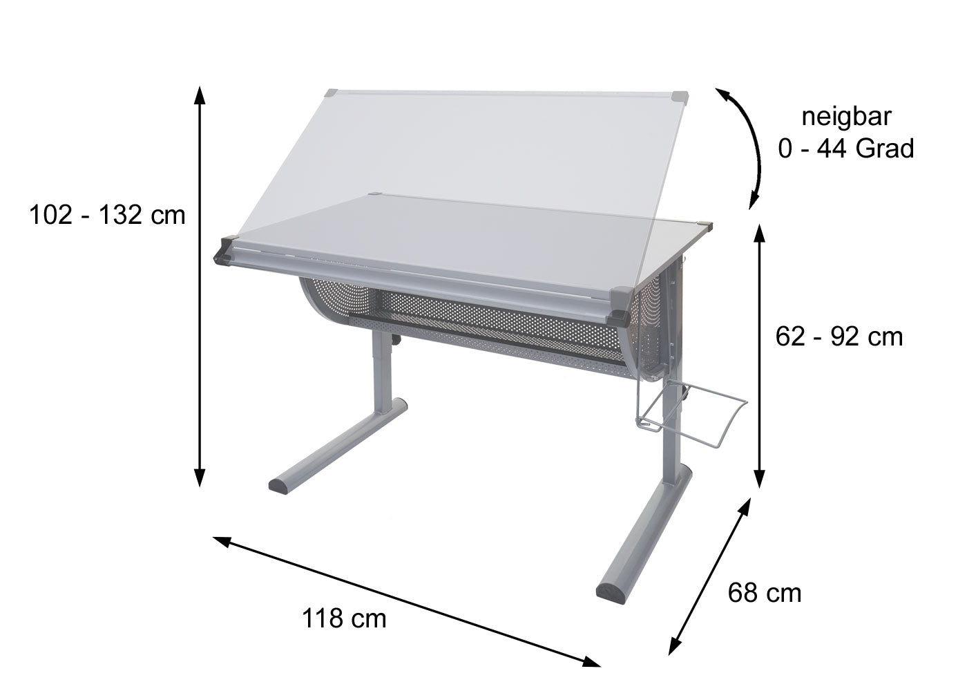 Bureau voor kinderen/jongeren Bureau voor scholen Bureau voor kantoren Oxford, in hoogte verstelbaar, kantelbaar ~ groen