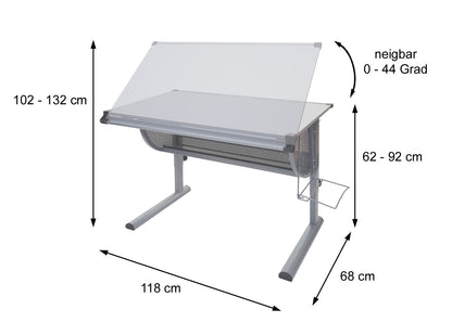 Bureau voor kinderen/jongeren Bureau voor scholen Bureau voor kantoren Oxford, in hoogte verstelbaar, kantelbaar ~ groen