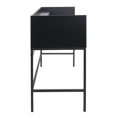 Bureau MCW-J79, bureau computer bureau werktafel, lade 120x50cm hout metaal ~ walnoot look