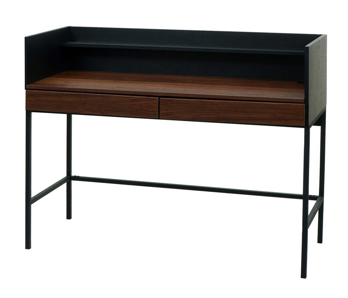 Bureau MCW-J79, bureau computer bureau werktafel, lade 120x50cm hout metaal ~ walnoot look