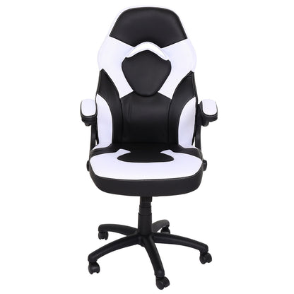 Bureaustoel MCW-K13, draaistoel gamestoel, ergonomisch, verstelbare armleuning, kunstleer ~ zwart-wit