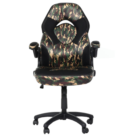 Bureaustoel MCW-K13, draaistoel gamestoel, ergonomisch, verstelbare armleuning, kunstleer ~ camouflage-zwart