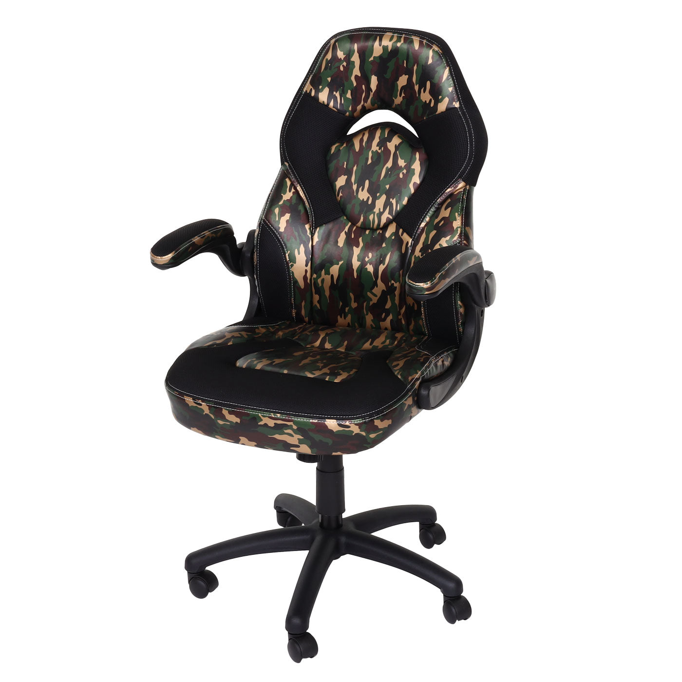 Bureaustoel MCW-K13, draaistoel gamestoel, ergonomisch, verstelbare armleuning, kunstleer ~ camouflage-zwart