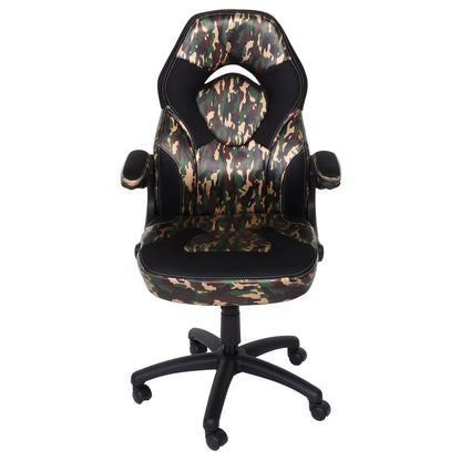 Bureaustoel MCW-K13, draaistoel gamestoel, ergonomisch, verstelbare armleuning, kunstleer ~ camouflage-zwart
