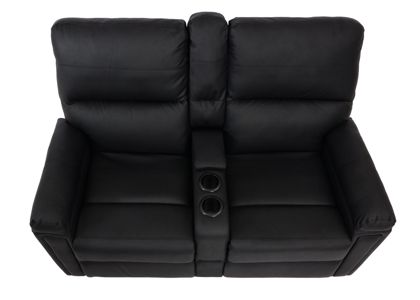 2-zits bioscoopfauteuil MCW-K17, relaxfauteuil TV fauteuil bank, Nosag vering bekerhouder compartiment ~ kunstleder zwart