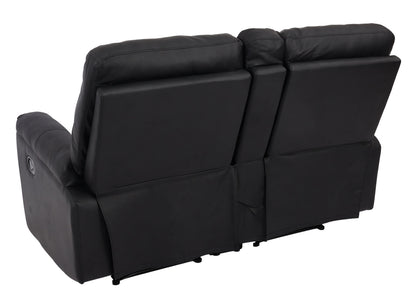 2-zits bioscoopfauteuil MCW-K17, relaxfauteuil TV fauteuil bank, Nosag vering bekerhouder compartiment ~ kunstleder zwart