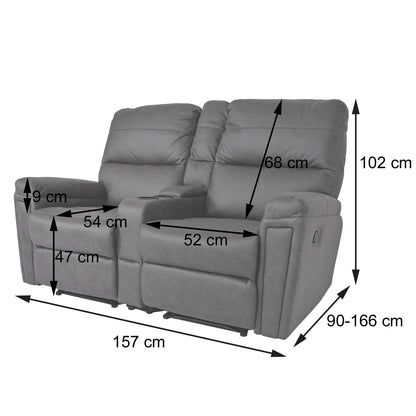 2-zits bioscoopfauteuil MCW-K17, relaxfauteuil TV fauteuil bank, Nosag vering bekerhouder compartiment ~ kunstleder zwart