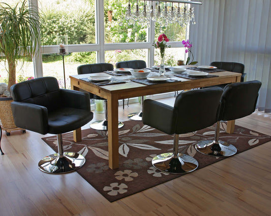 Set van 6 eetkamerstoelen Orlando, bureaustoel keuken, kunstleer chroom MVG-gecertificeerd ~ zwart