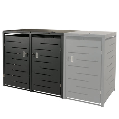 2-bakken deksel MCW-E83, vuilnisbak deksel, uitschuifbaar 117x131x80cm ~ antraciet, staal 54kg