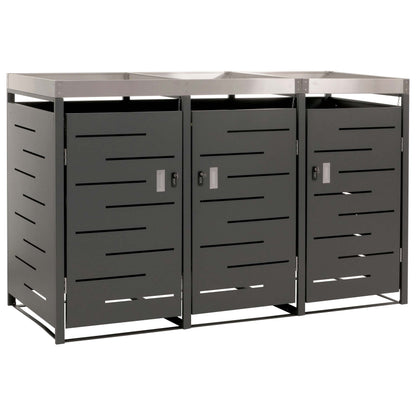 3-bakken kast MCW-H40, afvalbak, plantenbak roestvrij staal-metaal combinatie 78kg 125x198x84cm uitbreidbaar
