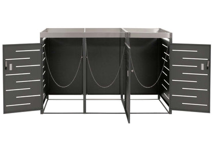 3-bakken kast MCW-H40, afvalbak, plantenbak roestvrij staal-metaal combinatie 78kg 125x198x84cm uitbreidbaar