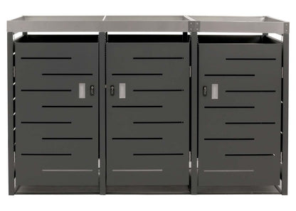 3-bakken kast MCW-H40, afvalbak, plantenbak roestvrij staal-metaal combinatie 78kg 125x198x84cm uitbreidbaar