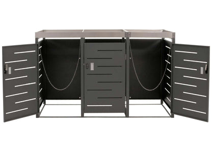 3-bakken kast MCW-H40, afvalbak, plantenbak roestvrij staal-metaal combinatie 78kg 125x198x84cm uitbreidbaar