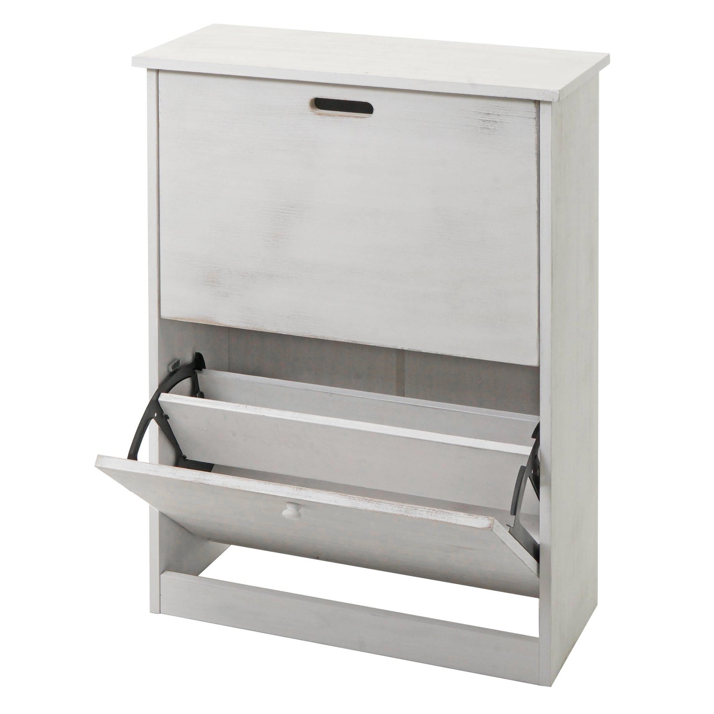 Schoenenkantelaar MCW-K45, schoenenkast schoenenrek, 81x60x25cm 2 kleppen, MDF gemaakt van Paulownia ~ shabby white