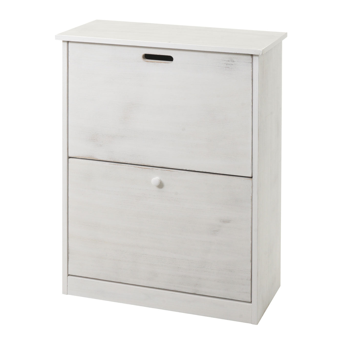 Schoenenkantelaar MCW-K45, schoenenkast schoenenrek, 81x60x25cm 2 kleppen, MDF gemaakt van Paulownia ~ shabby white