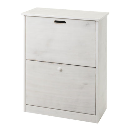 Schoenenkantelaar MCW-K45, schoenenkast schoenenrek, 81x60x25cm 2 kleppen, MDF gemaakt van Paulownia ~ shabby white