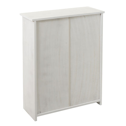 Schoenenkantelaar MCW-K45, schoenenkast schoenenrek, 81x60x25cm 2 kleppen, MDF gemaakt van Paulownia ~ shabby white