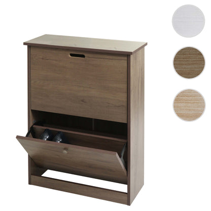 Schoenenkanon MCW-K45, schoenenkast schoenenrek, 81x60x25cm 2 kleppen, MDF gemaakt van paulownia ~ grijsbruin
