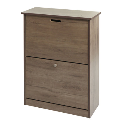 Schoenenkanon MCW-K45, schoenenkast schoenenrek, 81x60x25cm 2 kleppen, MDF gemaakt van paulownia ~ grijsbruin