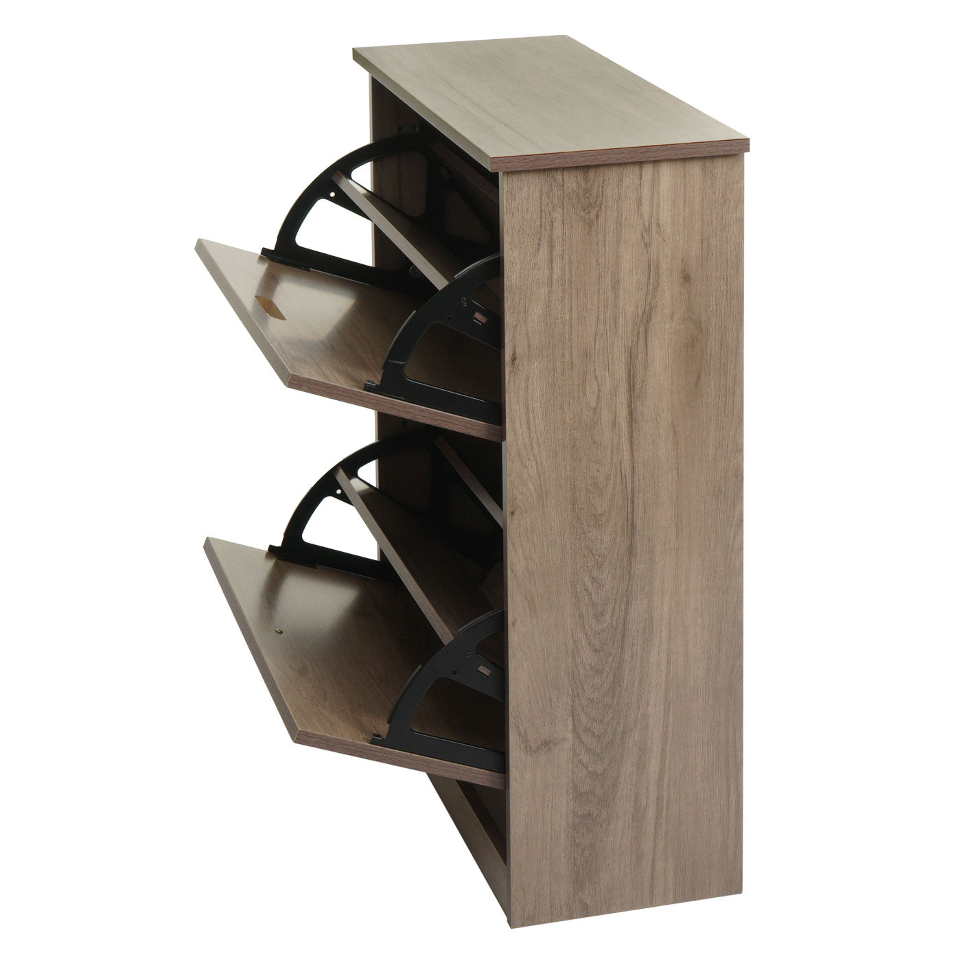 Schoenenkanon MCW-K45, schoenenkast schoenenrek, 81x60x25cm 2 kleppen, MDF gemaakt van paulownia ~ grijsbruin