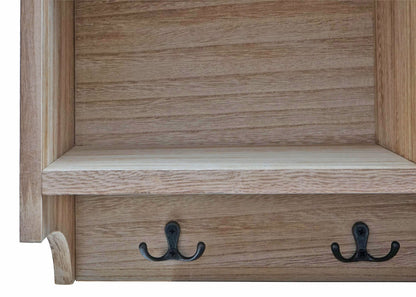 Wandkapstok MCW-K49, kapstok Wandkapstokplank, 3 opbergvakken 5 haken 30x80x20cm hout ~ natuurlijk bruin