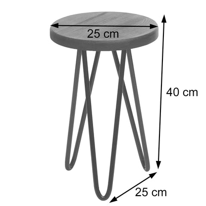 Set van 2 bijzettafels MCW-A80, nachtkastje salontafel, industrieel echt hout MVG-gecertificeerd Ø25cm ~ natuurlijke kleur