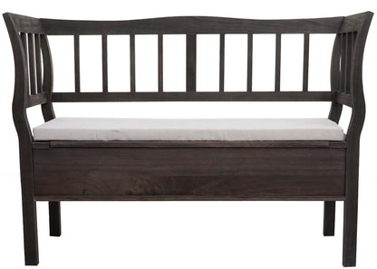 Bank T207, bankkist houten bank opbergkist, opbergvak kussen hout 119cm ~ grijsbruin, shabby
