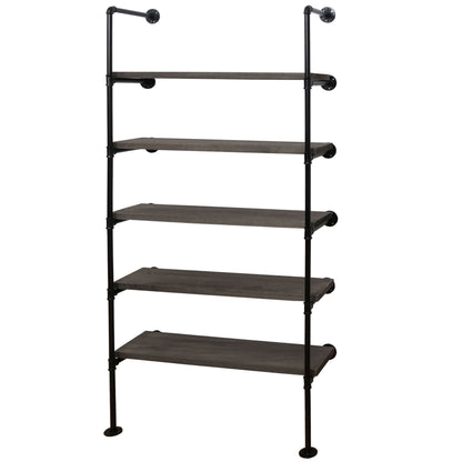 Staande plank MCW-C45, woonkamer plank boekenplank opbergrek, industrieel ontwerp hout metaal, 165x80x28cm ~ grijsbruin